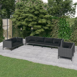 vidaXL 8-teiliges Terrassen-Lounge-Set mit Kissen Poly Rattan Dunkelgrau