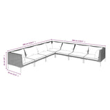 vidaXL 7-teiliges Terrassen-Lounge-Set mit Kissen Poly Rattan Dunkelgrau