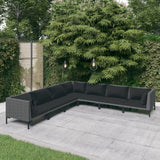 vidaXL 7-teiliges Terrassen-Lounge-Set mit Kissen Poly Rattan Dunkelgrau