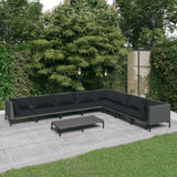 vidaXL 9-teiliges Terrassen-Lounge-Set mit Kissen Poly Rattan Dunkelgrau