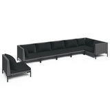 vidaXL 7 Piece Patio Lounge Set with Cushions Poly Rattan Dark Gray