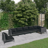 vidaXL 7-teiliges Terrassen-Lounge-Set mit Kissen Poly Rattan Dunkelgrau