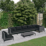 vidaXL 8-teiliges Terrassen-Lounge-Set mit Kissen Poly Rattan Dunkelgrau