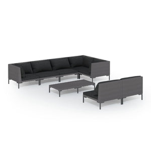 vidaXL 8-teiliges Terrassen-Lounge-Set mit Kissen Poly Rattan Dunkelgrau