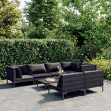 vidaXL 8-teiliges Terrassen-Lounge-Set mit Kissen Poly Rattan Dunkelgrau