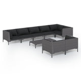 vidaXL 9 Piece Patio Lounge Set with Cushions Poly Rattan Dark Gray