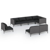 vidaXL 8 Piece Patio Lounge Set with Cushions Poly Rattan Dark Gray