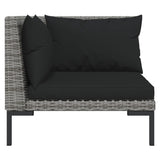 vidaXL 8 Piece Patio Lounge Set with Cushions Poly Rattan Dark Gray