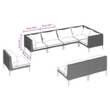 vidaXL 8-teiliges Terrassen-Lounge-Set mit Kissen Poly Rattan Dunkelgrau