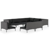 vidaXL 9-teiliges Terrassen-Lounge-Set mit Kissen Poly Rattan Dunkelgrau