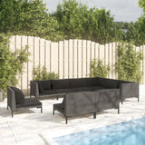 vidaXL 9-teiliges Terrassen-Lounge-Set mit Kissen Poly Rattan Dunkelgrau