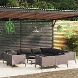 vidaXL 12-teiliges Terrassen-Lounge-Set mit Kissen Poly Rattan Dunkelgrau