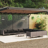 vidaXL 12-teiliges Terrassen-Lounge-Set mit Kissen Poly Rattan Dunkelgrau