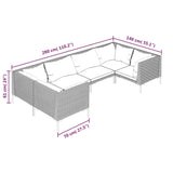 vidaXL 6 Piece Patio Lounge Set with Cushions Poly Rattan Dark Gray