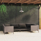 vidaXL 6-teiliges Terrassen-Lounge-Set mit Kissen Poly Rattan Dunkelgrau