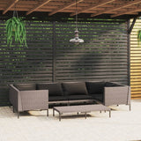 vidaXL 7 Piece Patio Lounge Set with Cushions Poly Rattan Dark Gray