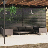 vidaXL 7-teiliges Terrassen-Lounge-Set mit Kissen Poly Rattan Dunkelgrau