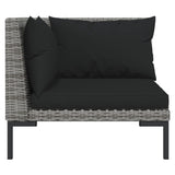 vidaXL 9 Piece Patio Lounge Set with Cushions Poly Rattan Dark Gray
