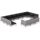 vidaXL 13-teiliges Terrassen-Lounge-Set mit Kissen Poly Rattan Dunkelgrau