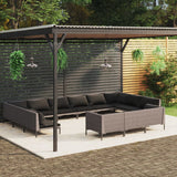 vidaXL 13-teiliges Terrassen-Lounge-Set mit Kissen Poly Rattan Dunkelgrau