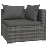 vidaXL 8-teiliges Terrassen-Lounge-Set mit Kissen Poly Rattan Grau