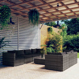 vidaXL 8-teiliges Terrassen-Lounge-Set mit Kissen Poly Rattan Grau