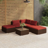 vidaXL 6-teiliges Terrassen-Lounge-Set mit Kissen Poly Rattan Braun