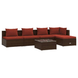 vidaXL 6 Piece Patio Lounge Set with Cushions Poly Rattan Brown