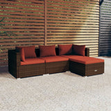 vidaXL 4-teiliges Terrassen-Lounge-Set mit Kissen Poly Rattan Braun