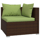 vidaXL 4 Piece Patio Lounge Set with Cushions Poly Rattan Brown