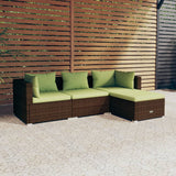 vidaXL 4-teiliges Terrassen-Lounge-Set mit Kissen Poly Rattan Braun