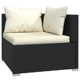 vidaXL 4 Piece Patio Lounge Set with Cushions Poly Rattan Black