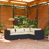 vidaXL 4-teiliges Terrassen-Lounge-Set mit Kissen Polyrattan Schwarz