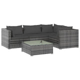 vidaXL 5-teiliges Terrassen-Lounge-Set mit Kissen Poly Rattan Grau