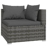 vidaXL 5-teiliges Terrassen-Lounge-Set mit Kissen Poly Rattan Grau