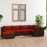 vidaXL 6-teiliges Terrassen-Lounge-Set mit Kissen Poly Rattan Braun