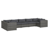 vidaXL 7-teiliges Terrassen-Lounge-Set mit Kissen Poly Rattan Grau