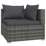 vidaXL 7-teiliges Terrassen-Lounge-Set mit Kissen Poly Rattan Grau