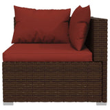 vidaXL 4 Piece Patio Lounge Set with Cushions Poly Rattan Brown