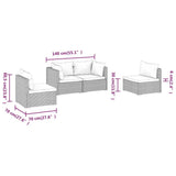 vidaXL 4 Piece Patio Lounge Set with Cushions Poly Rattan Brown