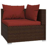 vidaXL 8 Piece Patio Lounge Set with Cushions Poly Rattan Brown