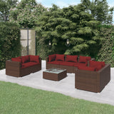 vidaXL 8-teiliges Terrassen-Lounge-Set mit Kissen Poly Rattan Braun