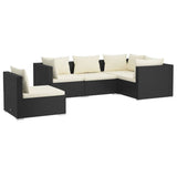 vidaXL 5-teiliges Terrassen-Lounge-Set mit Kissen Polyrattan Schwarz