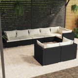 vidaXL 8-teiliges Garten-Lounge-Set mit Kissen Schwarz Polyrattan