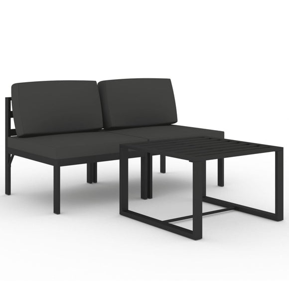 vidaXL 3-teiliges Terrassen-Lounge-Set mit Kissen Aluminium Anthrazit