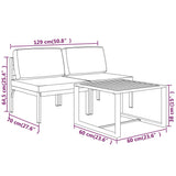 vidaXL 3-teiliges Terrassen-Lounge-Set mit Kissen Aluminium Anthrazit