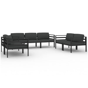 vidaXL 7-teiliges Terrassen-Lounge-Set mit Kissen Aluminium Anthrazit