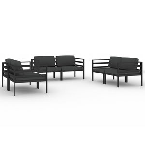 vidaXL 6-teiliges Terrassen-Lounge-Set mit Kissen Aluminium Anthrazit