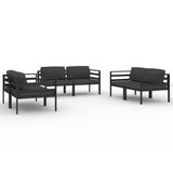 vidaXL 6 Piece Patio Lounge Set with Cushions Aluminum Anthracite