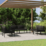 vidaXL 6-teiliges Terrassen-Lounge-Set mit Kissen Aluminium Anthrazit